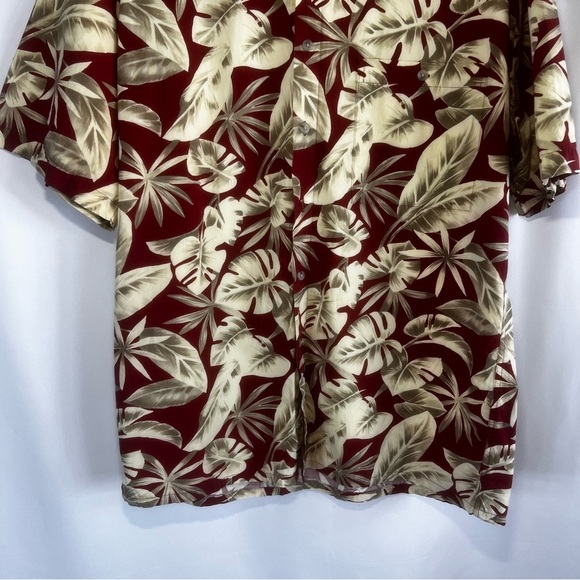 VINTAGE Pierre Cardin Shirt Mens M Hawaiian Flowy Relax Men's Red and Cream - Picture 4 of 10
